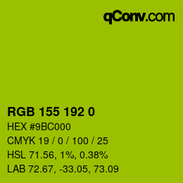 Color code: RGB 155 192 0 | qconv.com