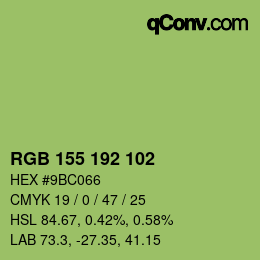 カラーコード: RGB 155 192 102 | qconv.com