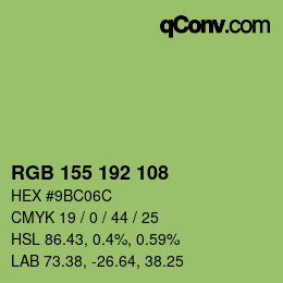 カラーコード: RGB 155 192 108 | qconv.com