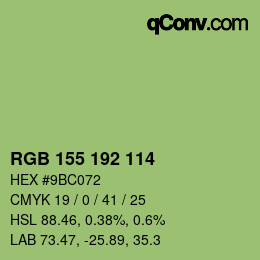 颜色代码: RGB 155 192 114 | qconv.com