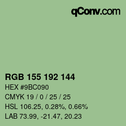 Color code: RGB 155 192 144 | qconv.com