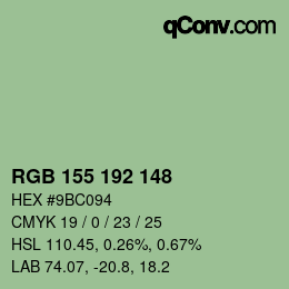 カラーコード: RGB 155 192 148 | qconv.com