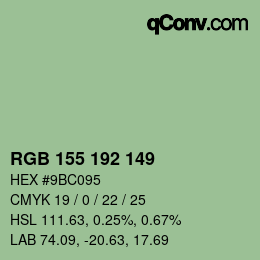 カラーコード: RGB 155 192 149 | qconv.com