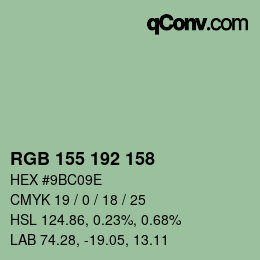 颜色代码: RGB 155 192 158 | qconv.com