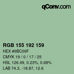 颜色代码: RGB 155 192 159 | qconv.com