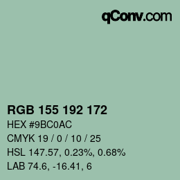 颜色代码: RGB 155 192 172 | qconv.com