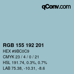 Color code: RGB 155 192 201 | qconv.com