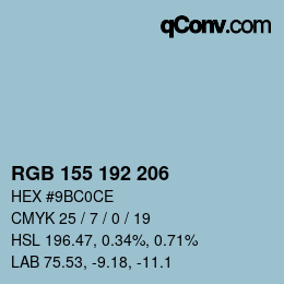 カラーコード: RGB 155 192 206 | qconv.com