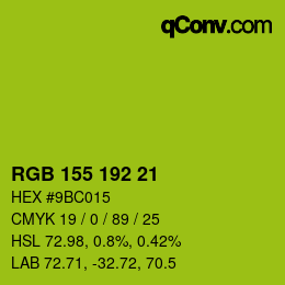 カラーコード: RGB 155 192 21 | qconv.com