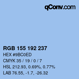 カラーコード: RGB 155 192 237 | qconv.com