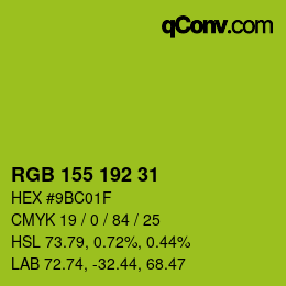 カラーコード: RGB 155 192 31 | qconv.com