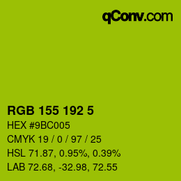Color code: RGB 155 192 5 | qconv.com