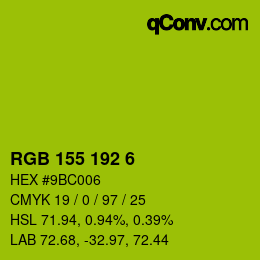 カラーコード: RGB 155 192 6 | qconv.com