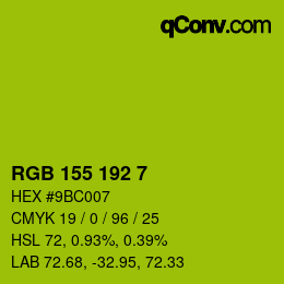 颜色代码: RGB 155 192 7 | qconv.com