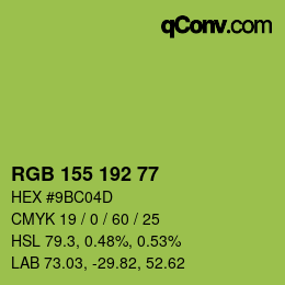 カラーコード: RGB 155 192 77 | qconv.com