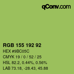 Color code: RGB 155 192 92 | qconv.com