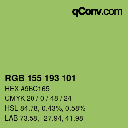 Color code: RGB 155 193 101 | qconv.com