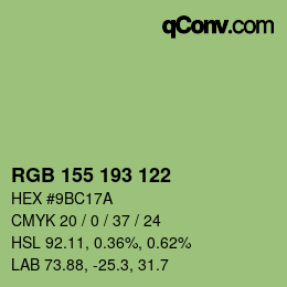 Color code: RGB 155 193 122 | qconv.com
