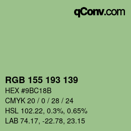 颜色代码: RGB 155 193 139 | qconv.com