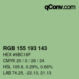 颜色代码: RGB 155 193 143 | qconv.com