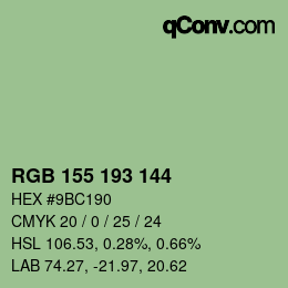 颜色代码: RGB 155 193 144 | qconv.com
