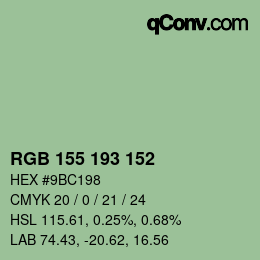 Color code: RGB 155 193 152 | qconv.com