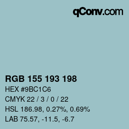 カラーコード: RGB 155 193 198 | qconv.com