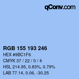 カラーコード: RGB 155 193 246 | qconv.com