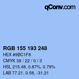 カラーコード: RGB 155 193 248 | qconv.com