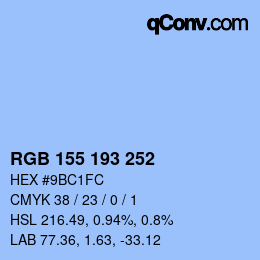 カラーコード: RGB 155 193 252 | qconv.com