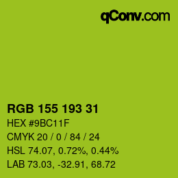 颜色代码: RGB 155 193 31 | qconv.com