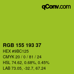 颜色代码: RGB 155 193 37 | qconv.com