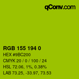 カラーコード: RGB 155 194 0 | qconv.com