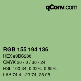 Color code: RGB 155 194 136 | qconv.com