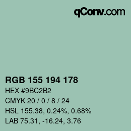 颜色代码: RGB 155 194 178 | qconv.com