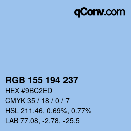 颜色代码: RGB 155 194 237 | qconv.com
