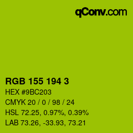 カラーコード: RGB 155 194 3 | qconv.com