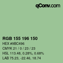 カラーコード: RGB 155 196 150 | qconv.com