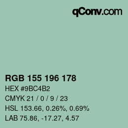 カラーコード: RGB 155 196 178 | qconv.com