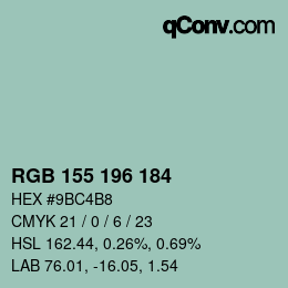 Color code: RGB 155 196 184 | qconv.com