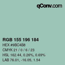 カラーコード: RGB 155 196 184 | qconv.com