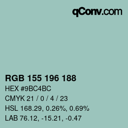 Color code: RGB 155 196 188 | qconv.com