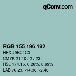 Color code: RGB 155 196 192 | qconv.com