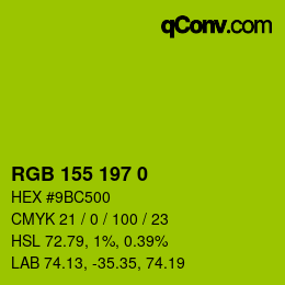 颜色代码: RGB 155 197 0 | qconv.com