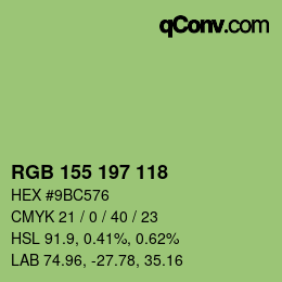 カラーコード: RGB 155 197 118 | qconv.com