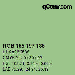 Color code: RGB 155 197 138 | qconv.com