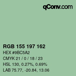 颜色代码: RGB 155 197 162 | qconv.com