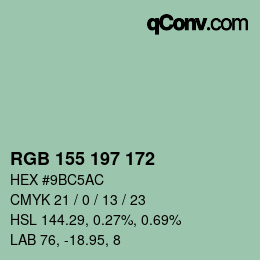 颜色代码: RGB 155 197 172 | qconv.com