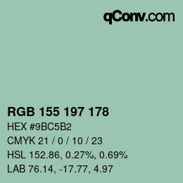 颜色代码: RGB 155 197 178 | qconv.com