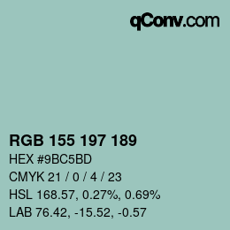 颜色代码: RGB 155 197 189 | qconv.com